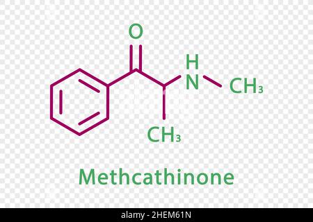 Methcathinone chemical formula. Methcathinone structural chemical formula isolated on transparent background. Stock Vector