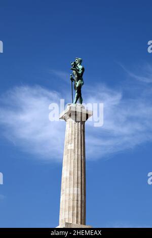 Victor monument (Pobednik) at Kalemegdan Fortress in Belgrade, Serbia. Belgrade is largest cities of Southeastern Europe. Stock Photo