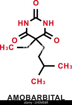 Amobarbital chemical formula. Amobarbital chemical molecular structure. Vector illustration Stock Vector