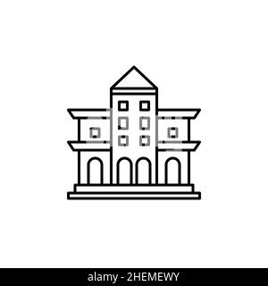 Old school vector icon in linear, outline icon isolated on white background. Stock Vector