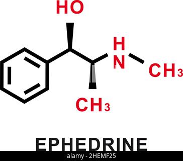 Ephedrine chemical formula. Ephedrine chemical molecular structure. Vector illustration Stock Vector