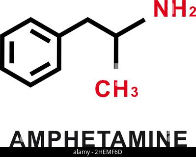 Amphetamine chemical formula. Amphetamine chemical molecular structure. Vector illustration Stock Vector