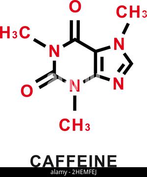 Caffeine chemical formula. Caffeine chemical molecular structure. Vector illustration Stock Vector