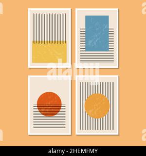 Modern Abstract Geometric Dot Line Art Poster. Stock Vector