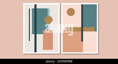 Modern Abstract Geometric Shapes. Wall Art Posters. Vector Template. Abstract modern Print Set. Stock Vector