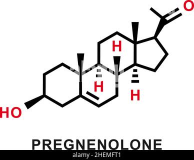 Pregnenolone chemical formula. Pregnenolone chemical molecular structure. Vector illustration Stock Vector