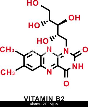 Vitamin B2 chemical formula. Vitamin B2 chemical molecular structure. Vector illustration Stock Vector