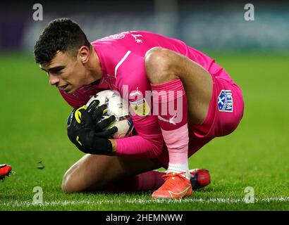 AFC Wimbledon's Nik Tzanev during the Sky Bet League One match at Stadium MK, Milton Keynes. Picture date: Tuesday January 11, 2022. Stock Photo