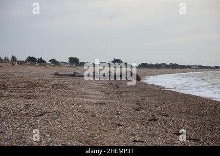 Discharge water pipe on Alldwick beach. Stock Photo