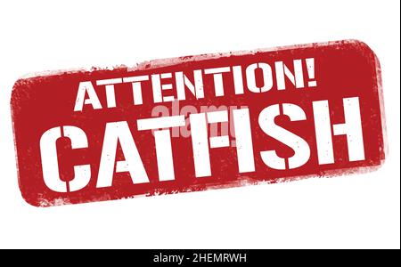 Attention Catfish grunge rubber stamp on white background, vector illustration Stock Vector