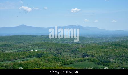 View towards the Catskills from the fire tower on Stissing Mountain, Pine Plains, NY Stock Photo