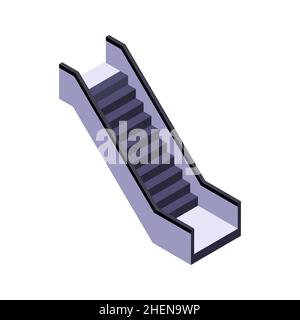 Isometric escalator 3d vector illustration isolated staircase service design Stock Vector