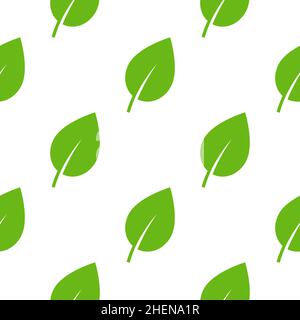 Green leaf pattern vector seamless background organic flat design nature leaf Stock Vector
