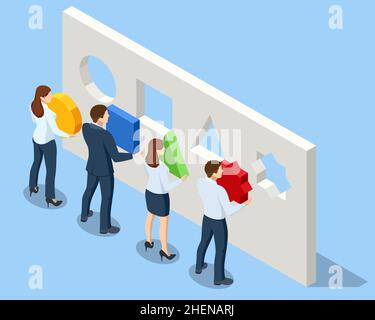 Isometric finding the right business solution concept. Stock Vector