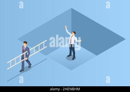 Isometric Business crisis, Bank Debt, Bankruptcy. Finding the right business solution. Stock Vector