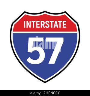 57 route sign icon. Vector road 57 highway interstate american freeway symbol Stock Vector