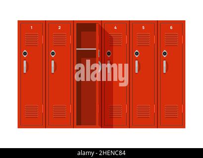 School locker vector door highschool metal gymnasium. Gym lockers box background Stock Vector