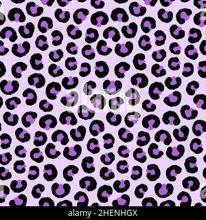 Simple Purple Leopard Animal Motif Vector Seamless Pattern Design Stock Vector