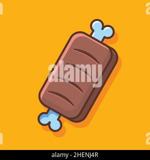 rib meat isolated cartoon vector illustration in outline flat style Stock Vector