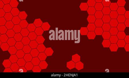 Abstract dark red hexagon pattern on red background technology style. Modern futuristic honeycomb concept. Stock Photo