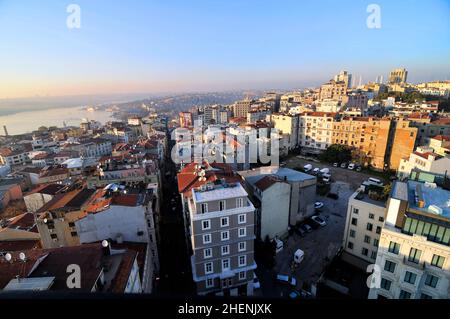 A view of the Galata neighborhood in Beyoğlu, İstanbul, Turkey, Stock Photo