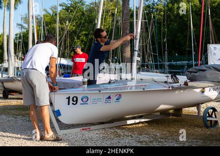 US Open Sailing Series - US Sailing. Hempel World Cup series in Miami, Florida. Sailing boats. Stock Photo