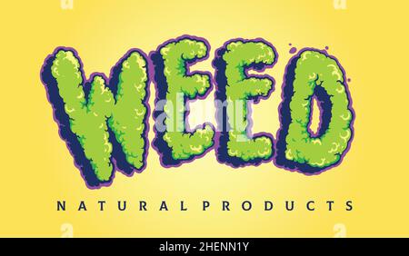 Weed Typeface Cloud Smoke Vector illustrations for your work Logo, mascot merchandise t-shirt, stickers and Label designs, poster, greeting cards Stock Vector