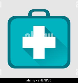 Medical Health Care Symbol icon in circle shape with shadow on medical soft symbol. elegant green color edition Stock Vector
