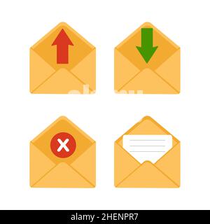 Mail envelope icon. Receiving SMS messages, notifications, invitations. Concept of delivery correspondence and letters. Vector illustration in flat Stock Vector