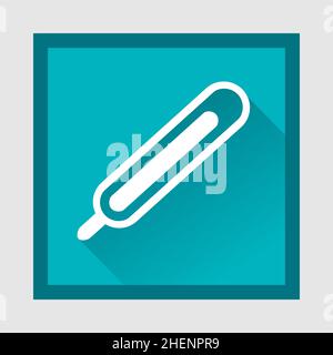Medical Thermometer symbol sign with shadow on green background.Health Care Symbol icon with shadow on medical soft symbol. elegant green color Stock Vector