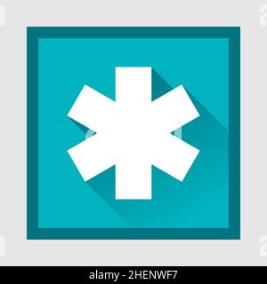 Star of Life, Health Care Symbol Icon in the form of a star of life with long artistic shadows on soft medical symbols. Stock Vector