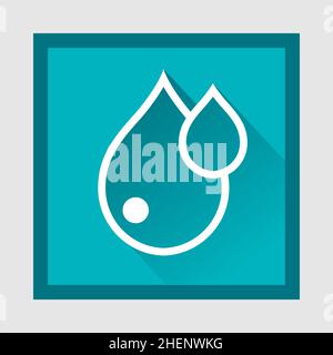 Health Care Symbol icon is blood drop with long artistic shadow on soft medical symbol. elegant green color edition Stock Vector