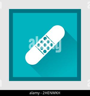Medical plaster symbol sign with shadow on green background.Health Care Symbol icon with shadow on medical soft symbol. elegant green color edition Stock Vector