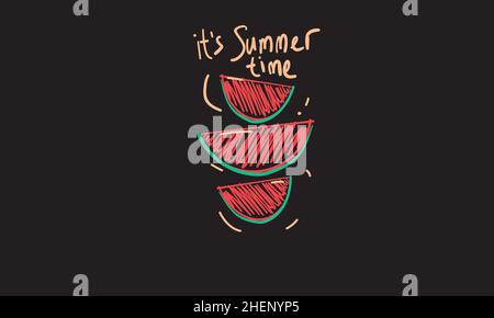 it's summer time watermelon summer beach t-shirt monogram text vector template Stock Vector