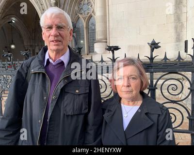 File photo dated 01/12/21 of Andy and Angela Mays, the parents of Sally Mays who killed herself in 2014 at the age of 22 after she was failed by mental health services when refused a psychiatric bed. Angela and Andy Mays, have welcomed a decision by the Nursing and Midwifery Council's (NMC) Fitness to Practise Committee to strike-off Paddy McKee, one of the nurses involved, saying they hoped the move would help other families 'appallingly failed by mental health services'. Issue date: Tuesday January 11, 2022. Stock Photo