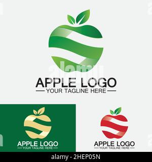 Apple logo. fruit healthy food design.Apple logo design inspiration vector template Stock Vector