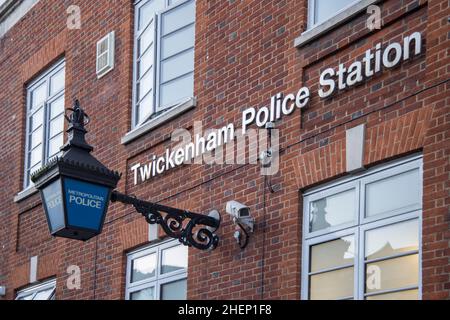 blue lamp outside twickenham police station Stock Photo