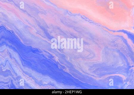 Acrylic texture made in liquid pour technique. Background in pink and purple pastel colors. Stock Photo