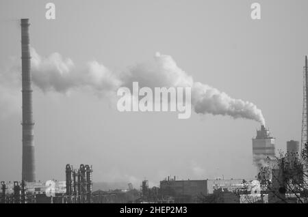 Oil refinery. Equipment for primary oil refining. Stock Photo