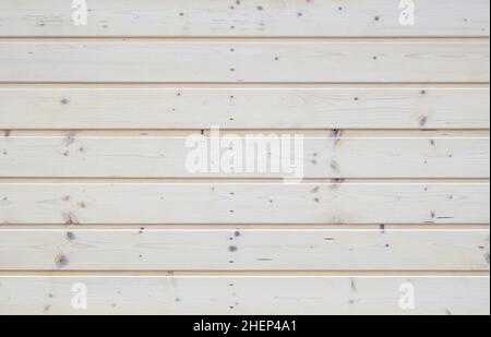 natural pine wood panelling with horizontal timber boards Stock Photo