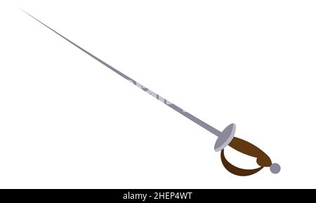 Epee in cartoon style. Vintage piercing weapon. Stock Vector