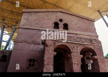 Outside view to the Ancient African Churches in Lalibela Stock Photo