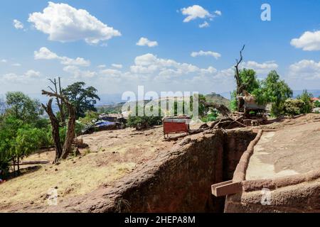 Outside view to the Ancient African Churches in Lalibela Stock Photo