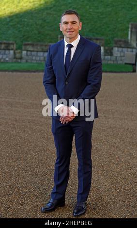 Former rugby league footballer and Motor Neurone Disease fundraiser Kevin Sinfield ahead of receiving an OBE at an investiture ceremony at Windsor Castle. Picture date: Wednesday January 12, 2022. Stock Photo