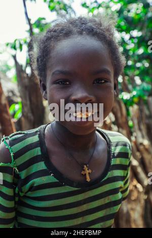 Young and Cute African Children in the Traditional Konso Tribal Village Stock Photo
