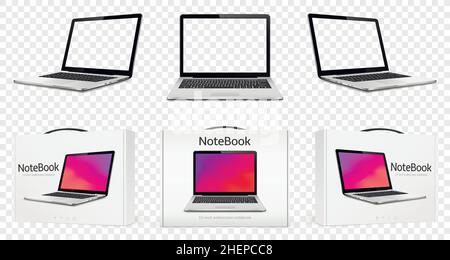 Laptop mock up with transparent screen isolated Stock Vector