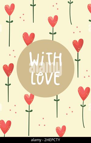 Vector set of Valentines day greeting cards. Flat style Stock Vector