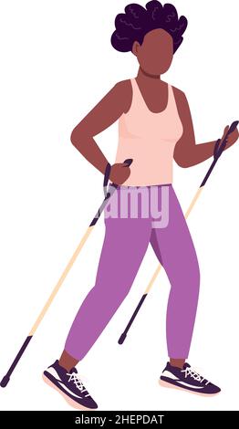 Woman exercising semi flat color vector character Stock Vector