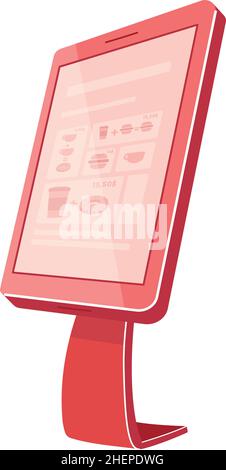 Red self service kiosk semi flat color vector object Stock Vector