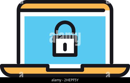 Lock sign on laptop screen. Closed access to personal data concept Stock Vector